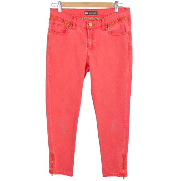 Lee Gold Label Vintage Zip Up Ankle Skinny Jeans Coral Pink - Picture 2 of 10